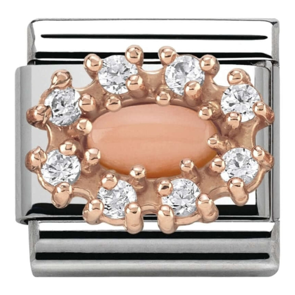 Classic Rose Gold Pink Coral & CZ Link