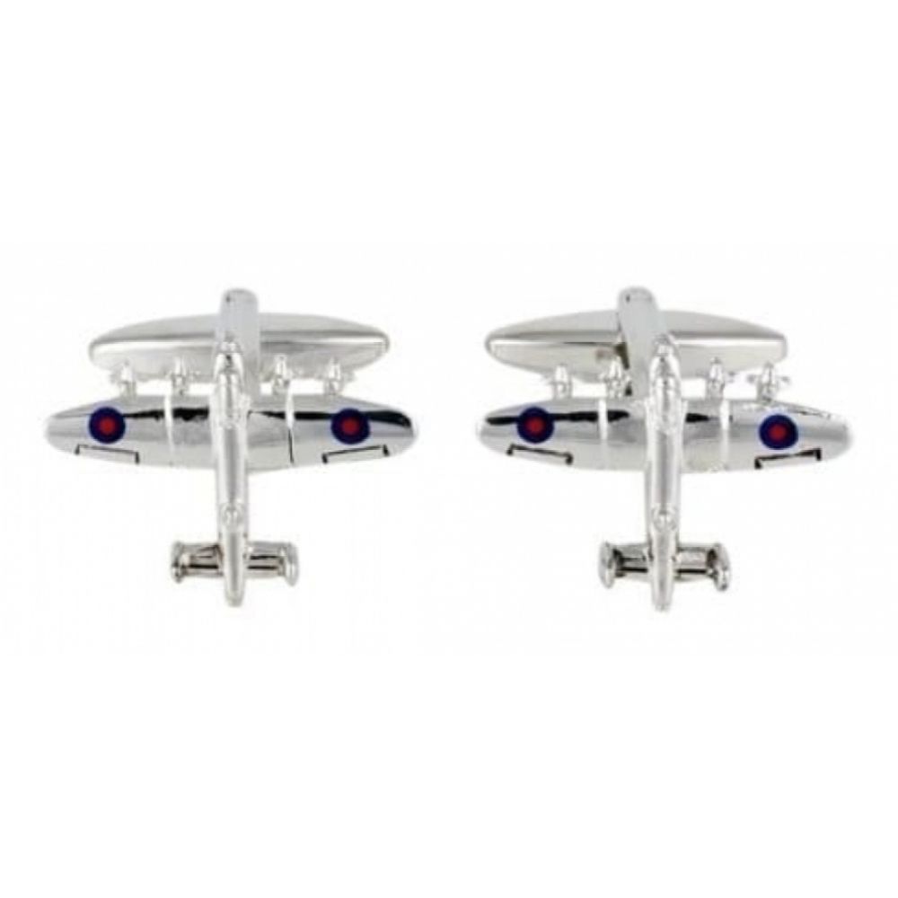 Lancaster Bomber Plane Rhodium Plated Cufflinks