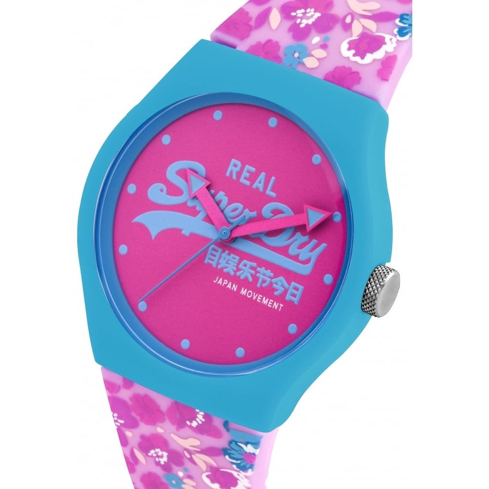 Urban Floral' Pink Silicone Floral Printed Dial Watch With Pink Dial