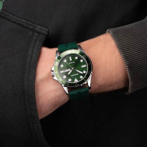 Balearic Green Dial With Alloy Case & Green Rubber Strap Men's Watch