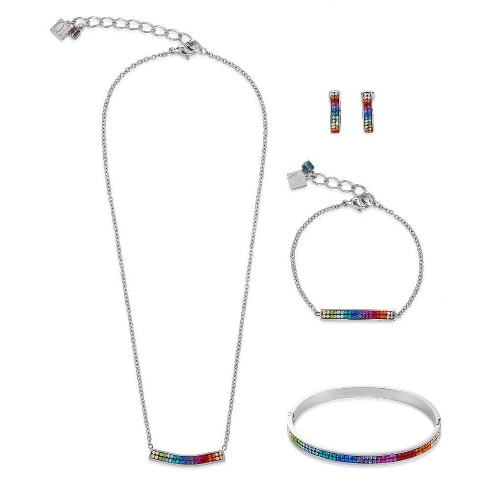 Multicolour Crystals Pave Stainless Steel Bangle