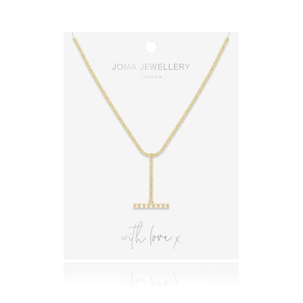 Demi | Gold | Pave Bar Drop | Necklace | 46cm + 5cm Extender