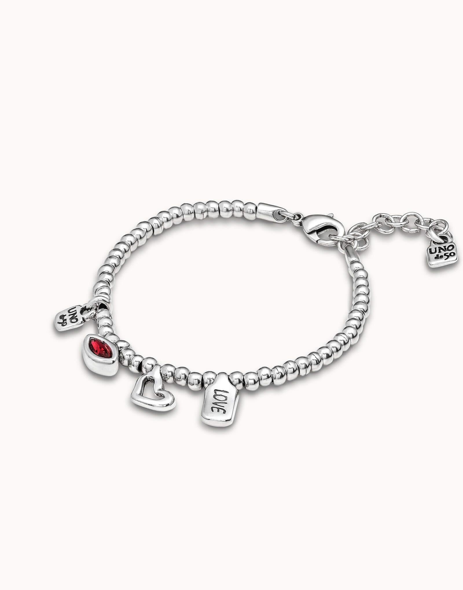 I m waiting 4 U Red Silver Plated Bracelet