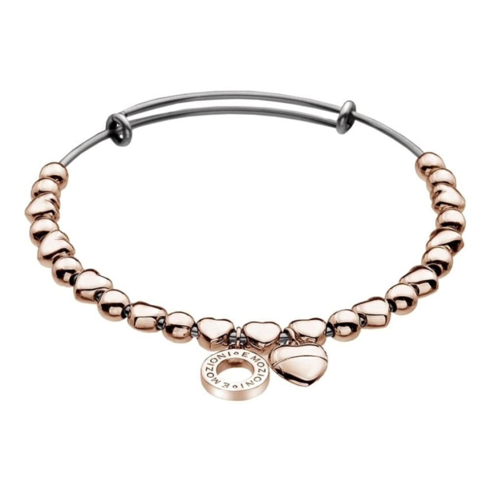 Emozioni Rose Gold Plate Heart Bangle - Large