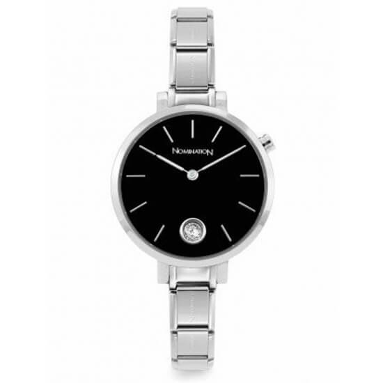 Composable Paris Watch With Steel Round Black Sunray & CZ Dial