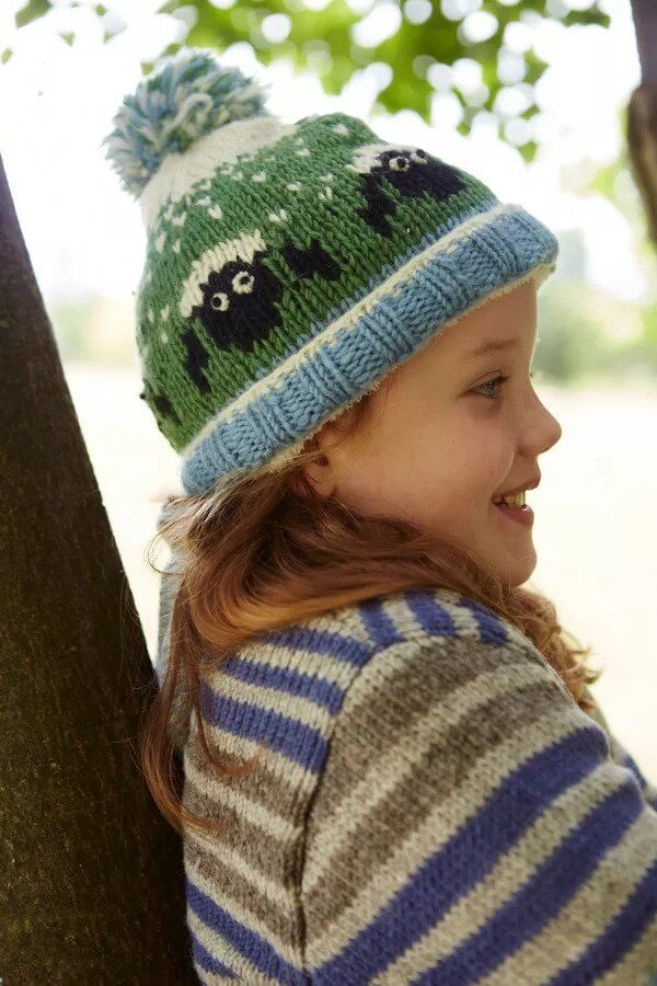 Kids Animal Bobble Hat Sheep