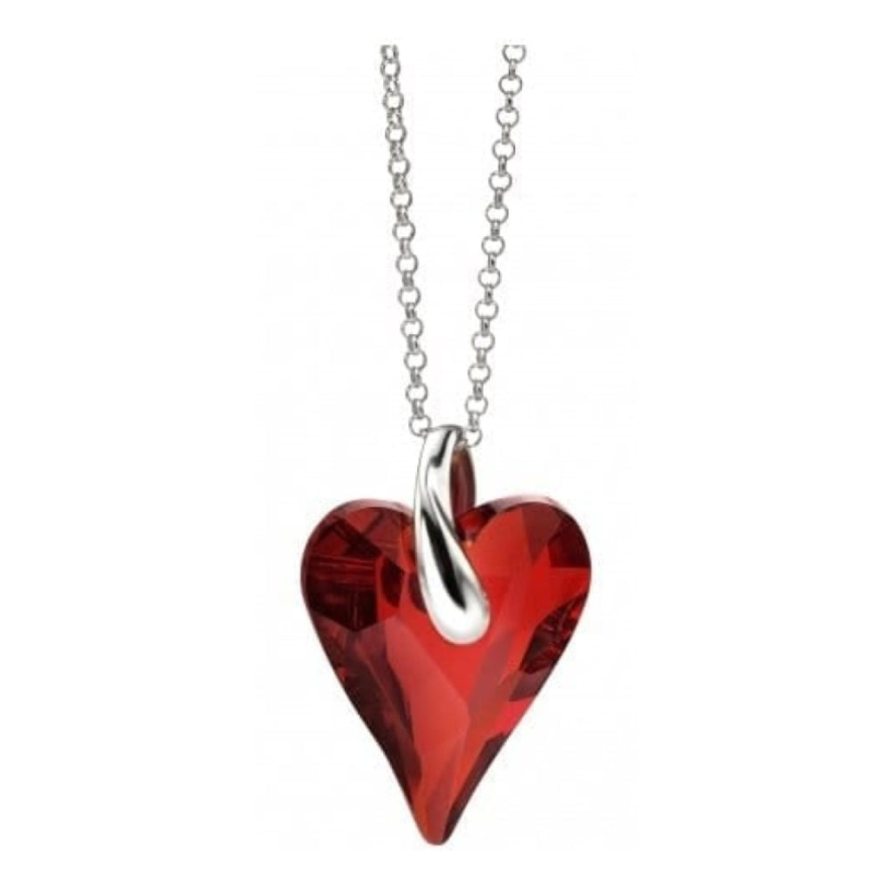 Ladies Red Magma Swarvoski Heart Crystal Necklace