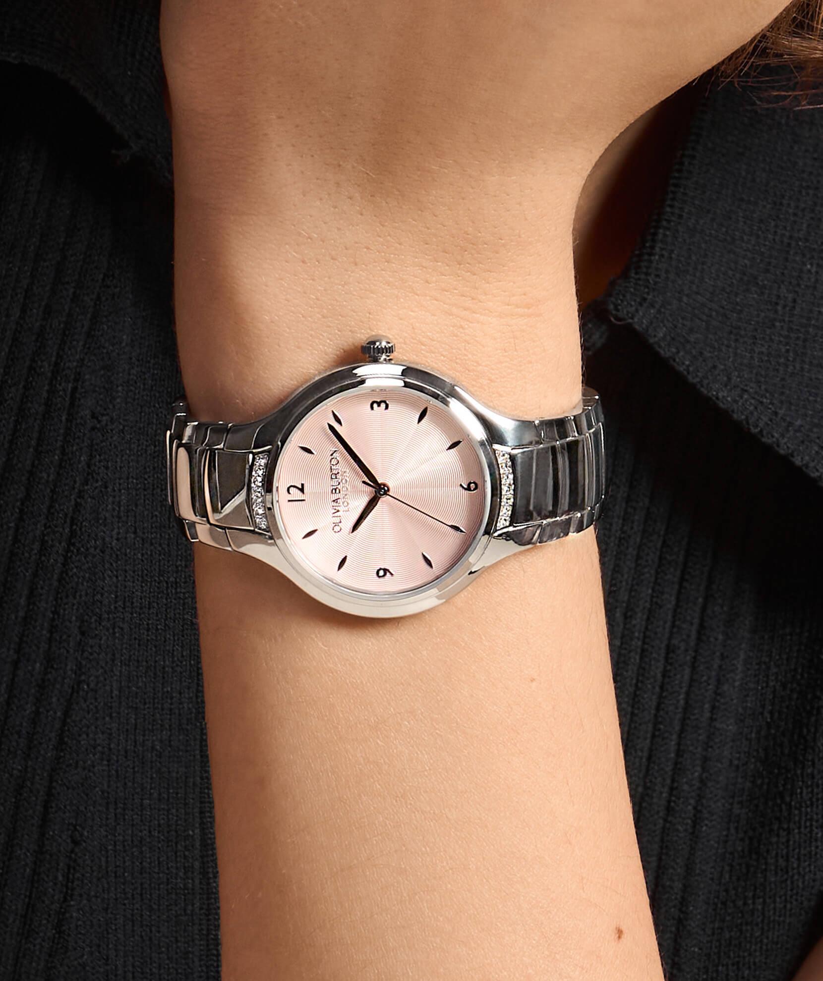 Lea Crystal Light Blush & Silver Bracelet Strap Ladies Watch