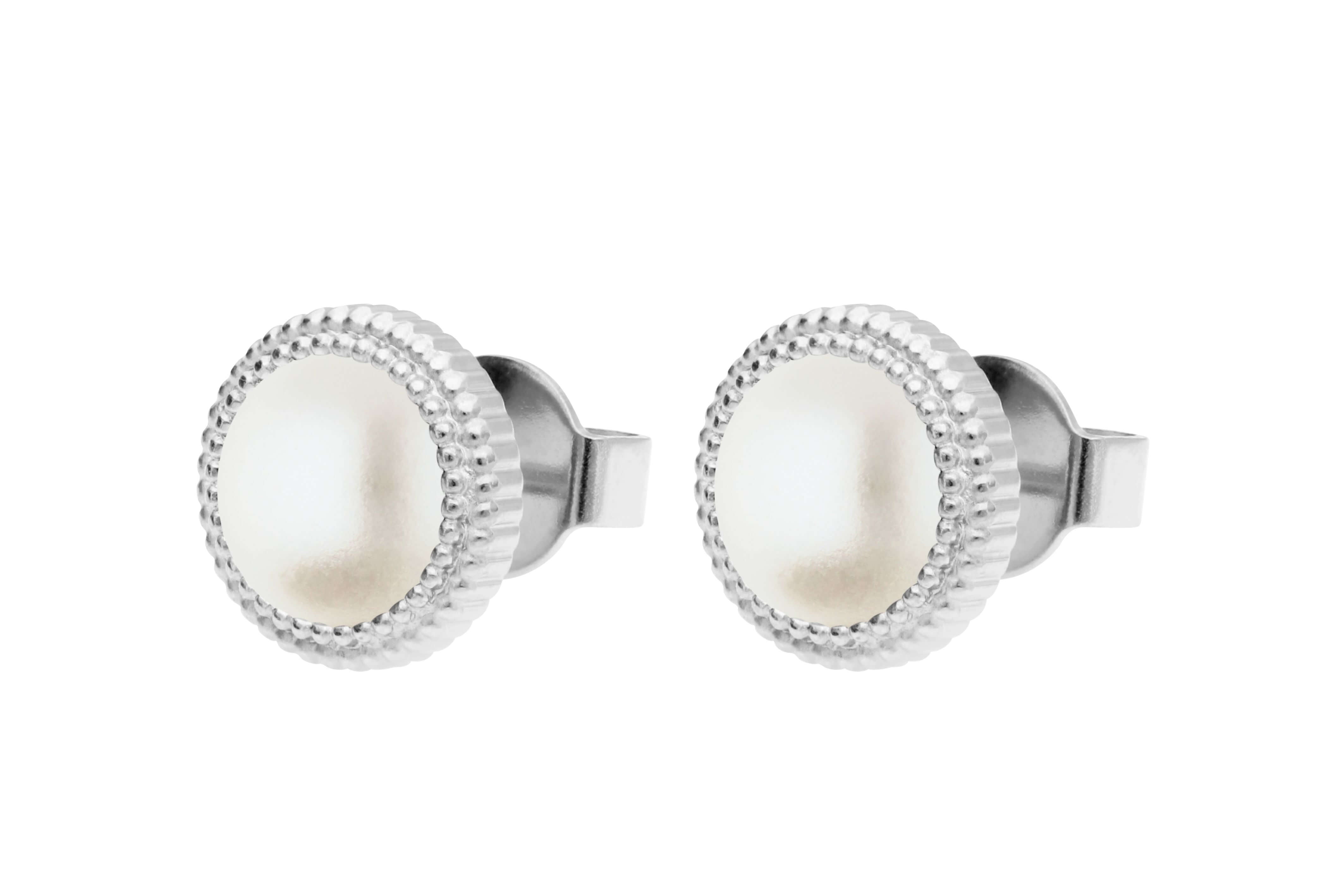 FABERO Flat (S/P) 10mm White Pearl Ear Stud