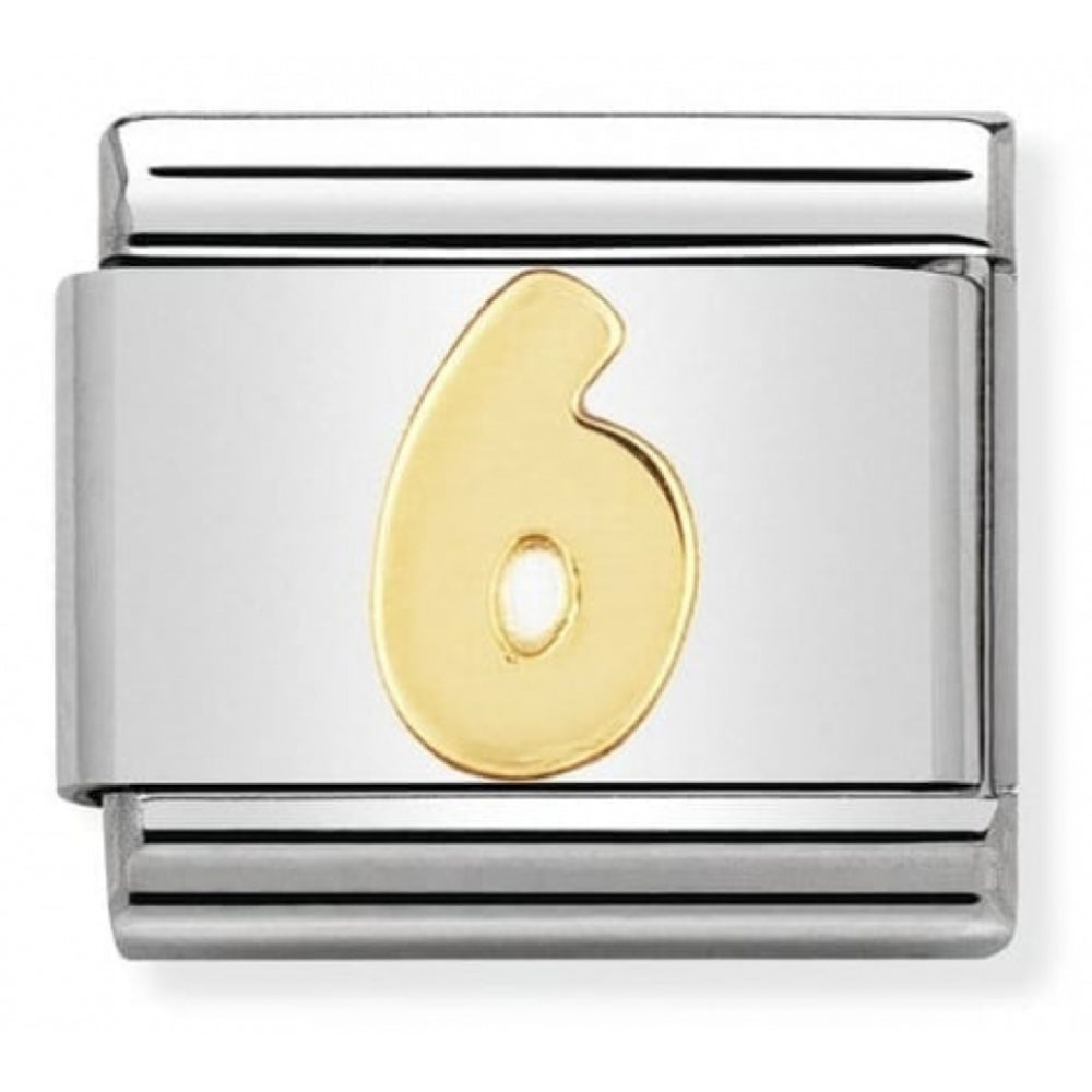 Classic 6 Number In Stainless Steel With 18k Gold Charm