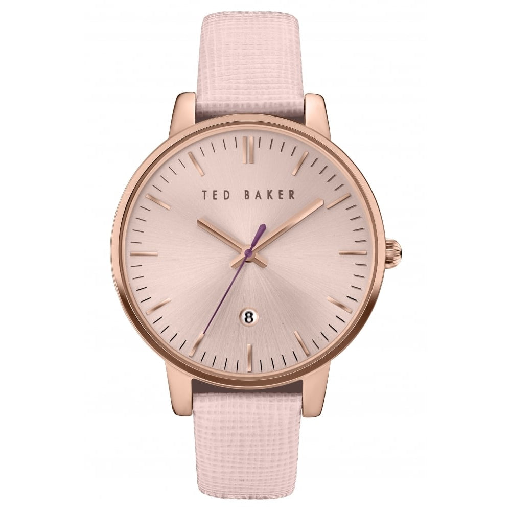 Pink Leather Rose Gold Plated Pink Face Watch