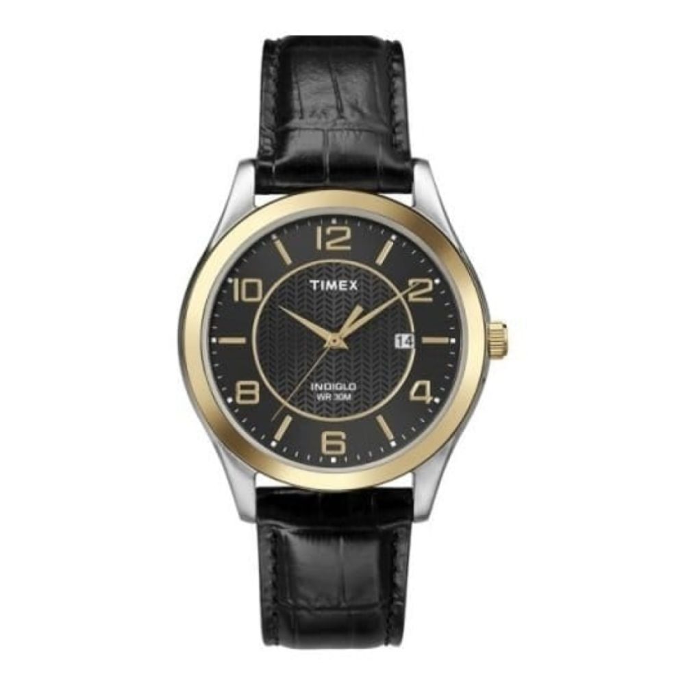 MENS TWOTONE RND CASE BLK STRP