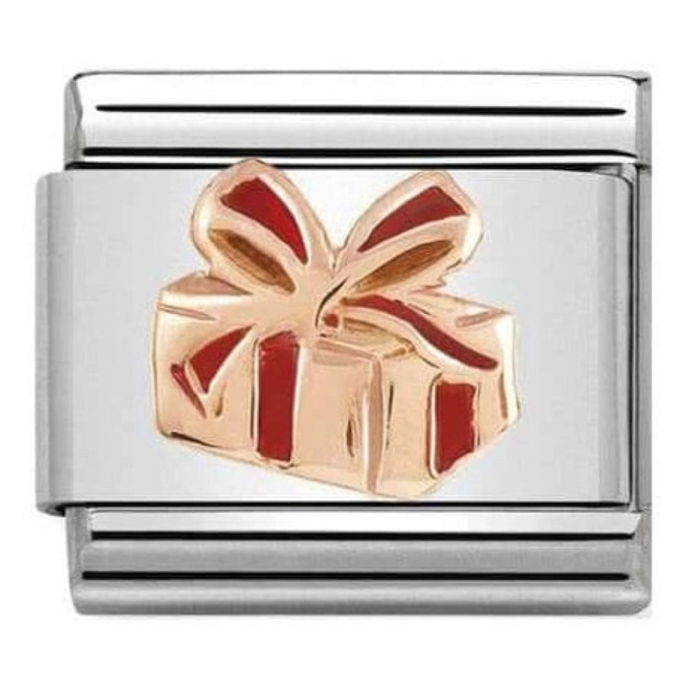 Classic Symbols Link 9k Rose Gold Gift With Red Enamel