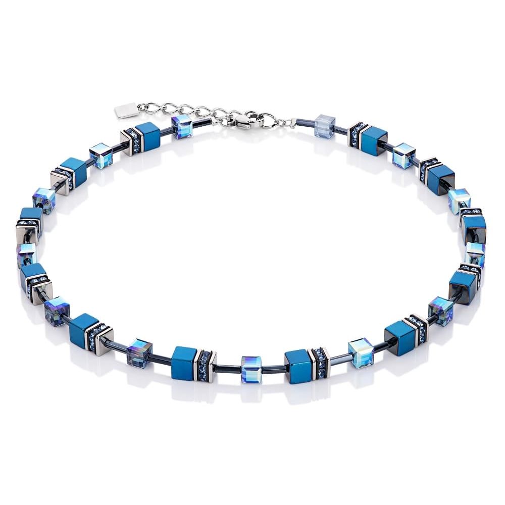 Metallic Blue Swarovski Geo Cube Necklace