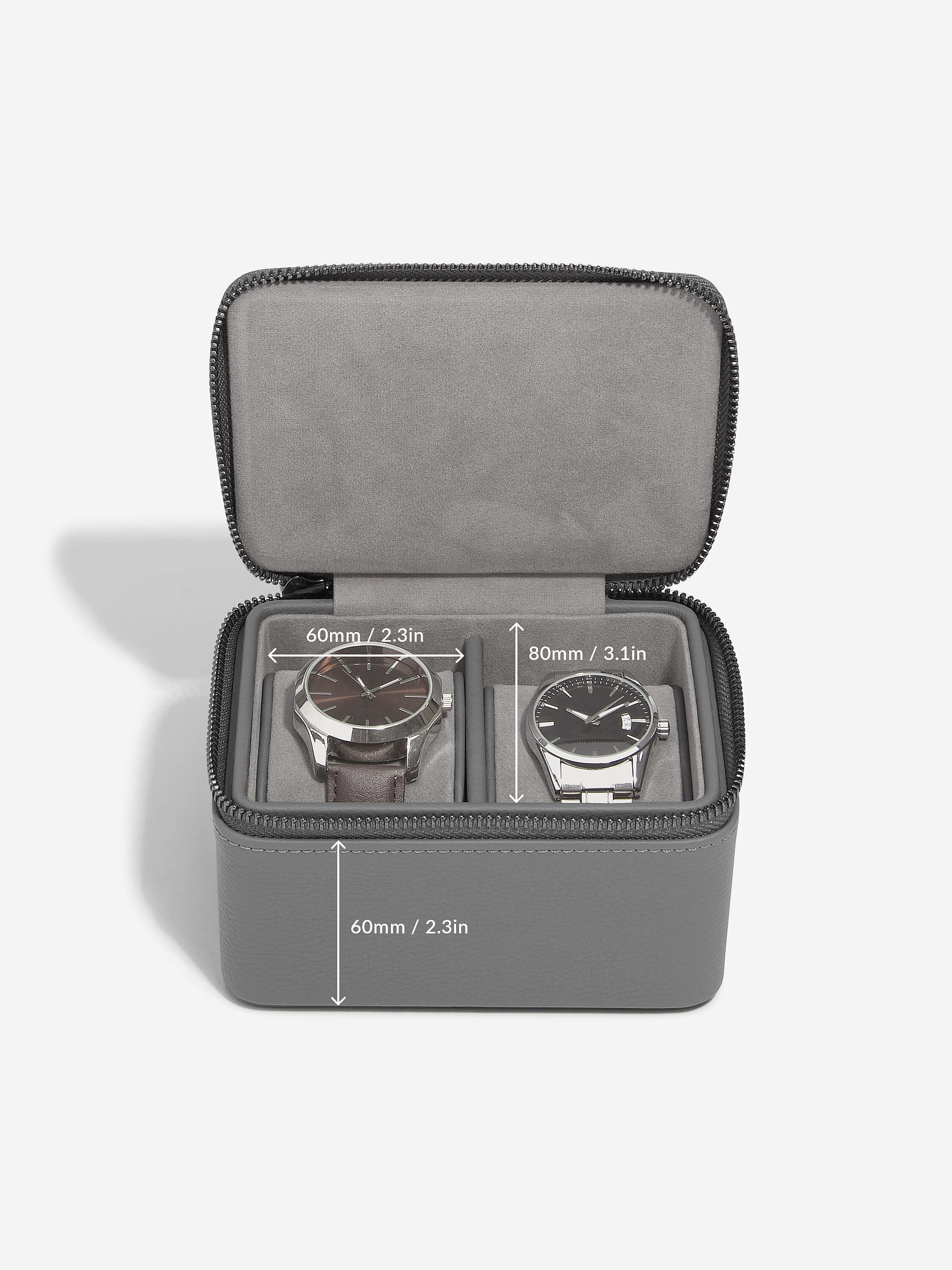 Slate Grey Double Zipped Watch Box