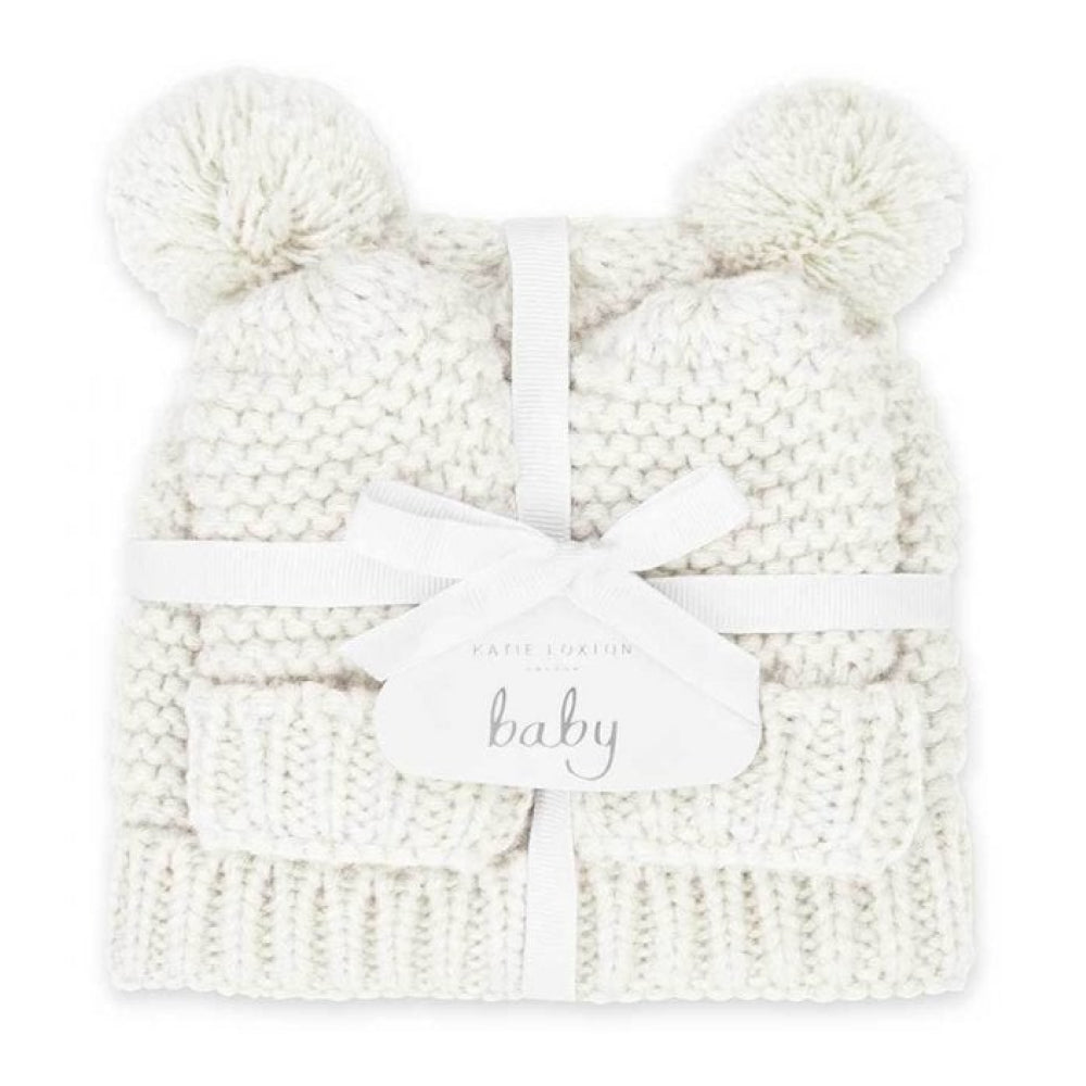 Baby Hat and Mittens Set 0-6 Months | White