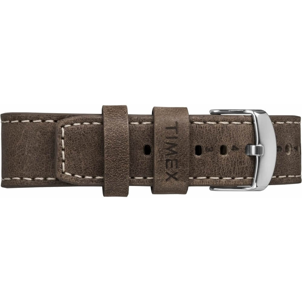 The Waterbury Chronograph Gunmetal Case Blue Dial Brown Strap