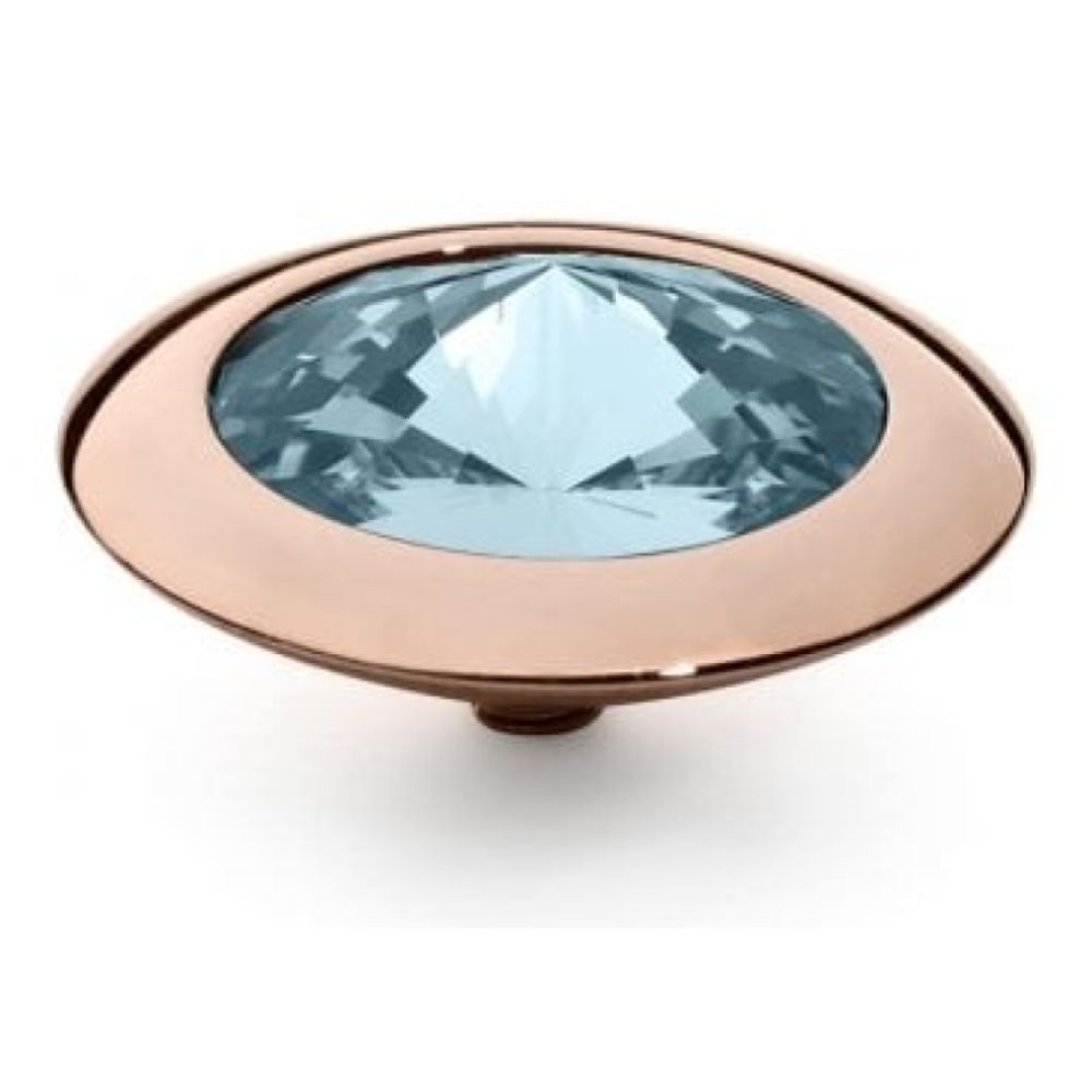 Famosa Rose Gold 16mm Tondo Ring Top Aquamarine