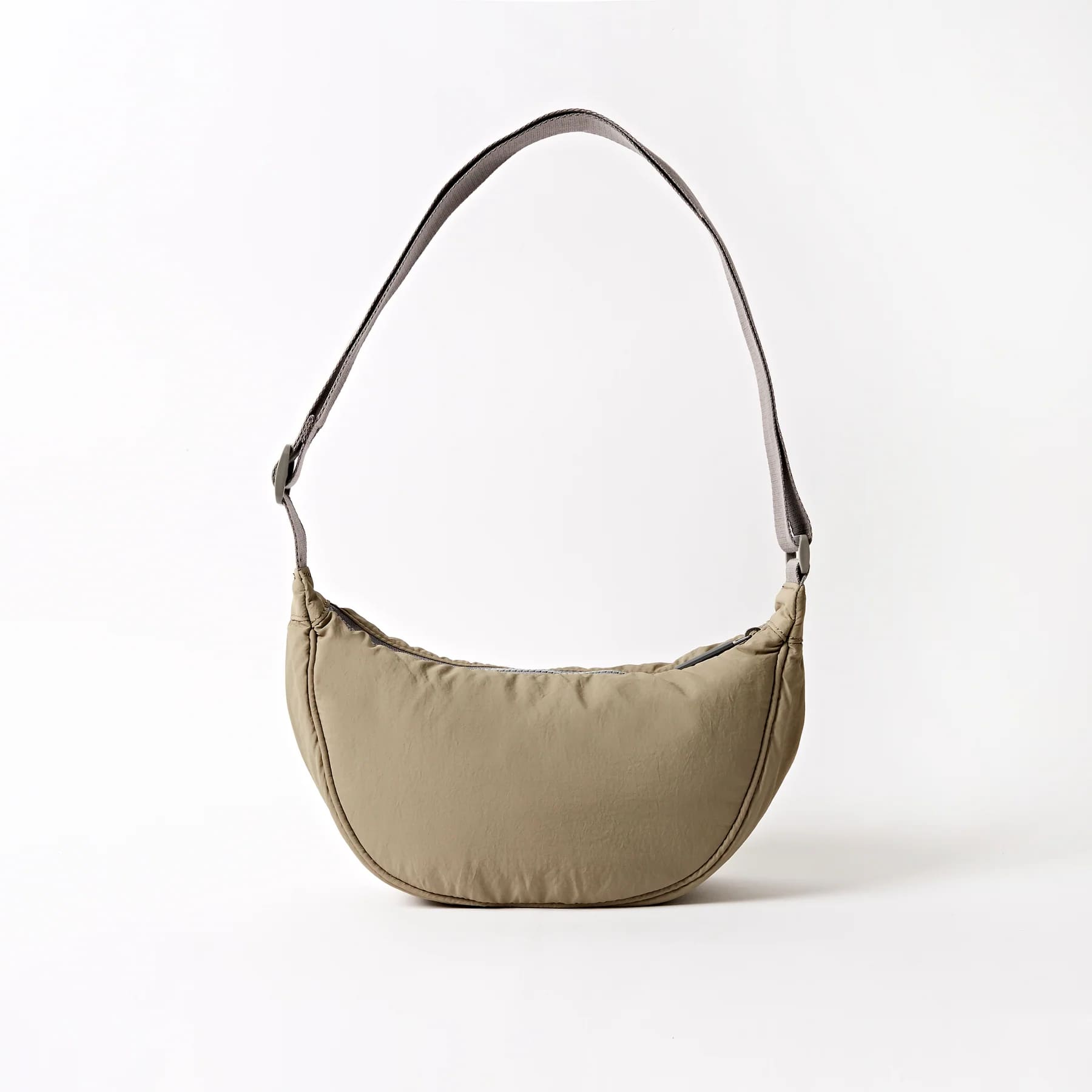 Farringdon Taupe Taslon Half Moon Bag