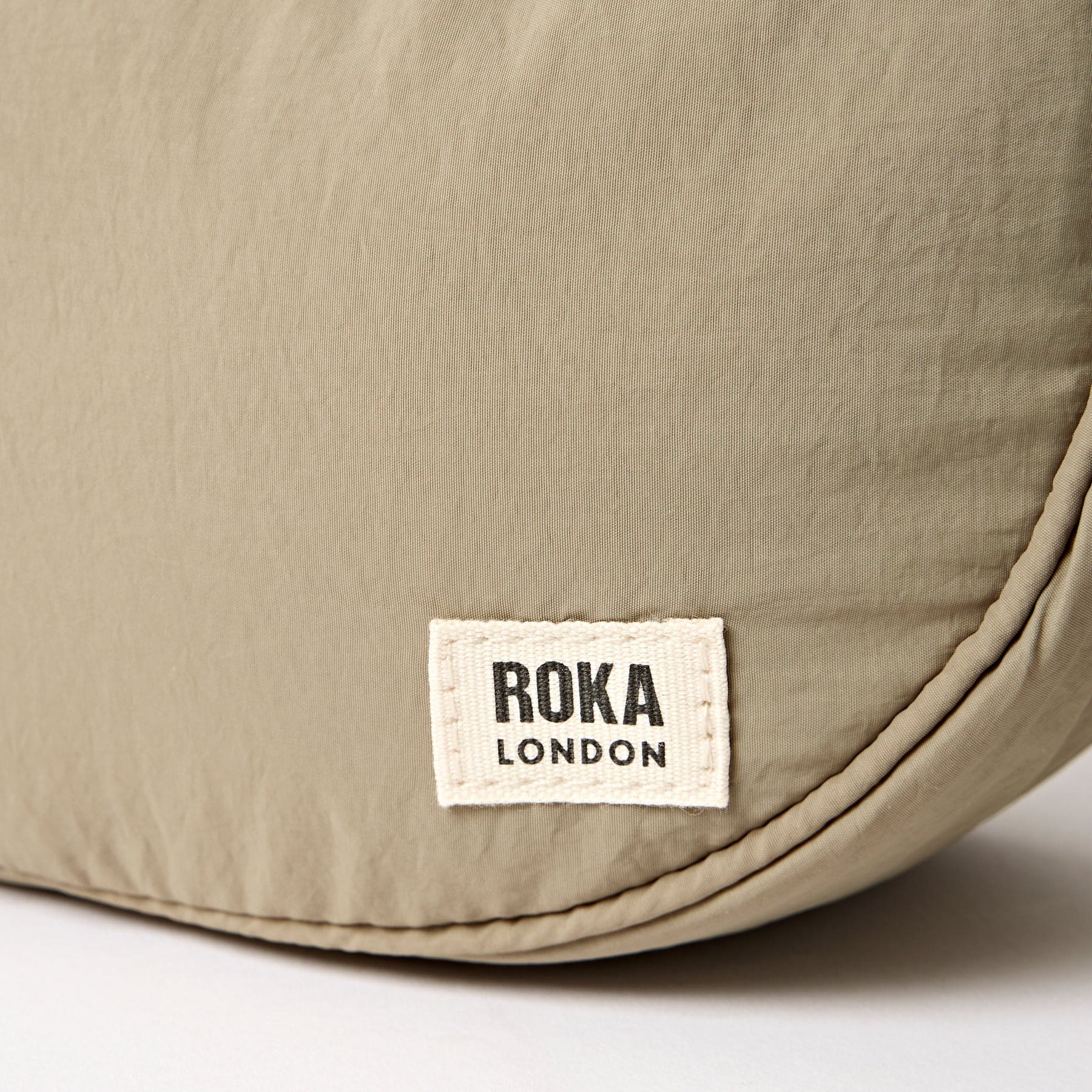 Farringdon Taupe Taslon Half Moon Bag