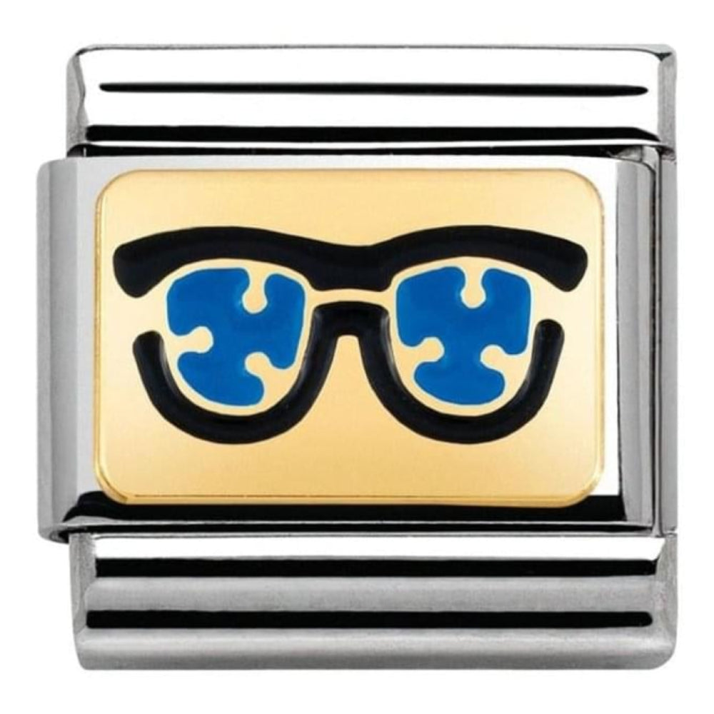 Classic Link In Stainless Steel With Blue Dots Glasses