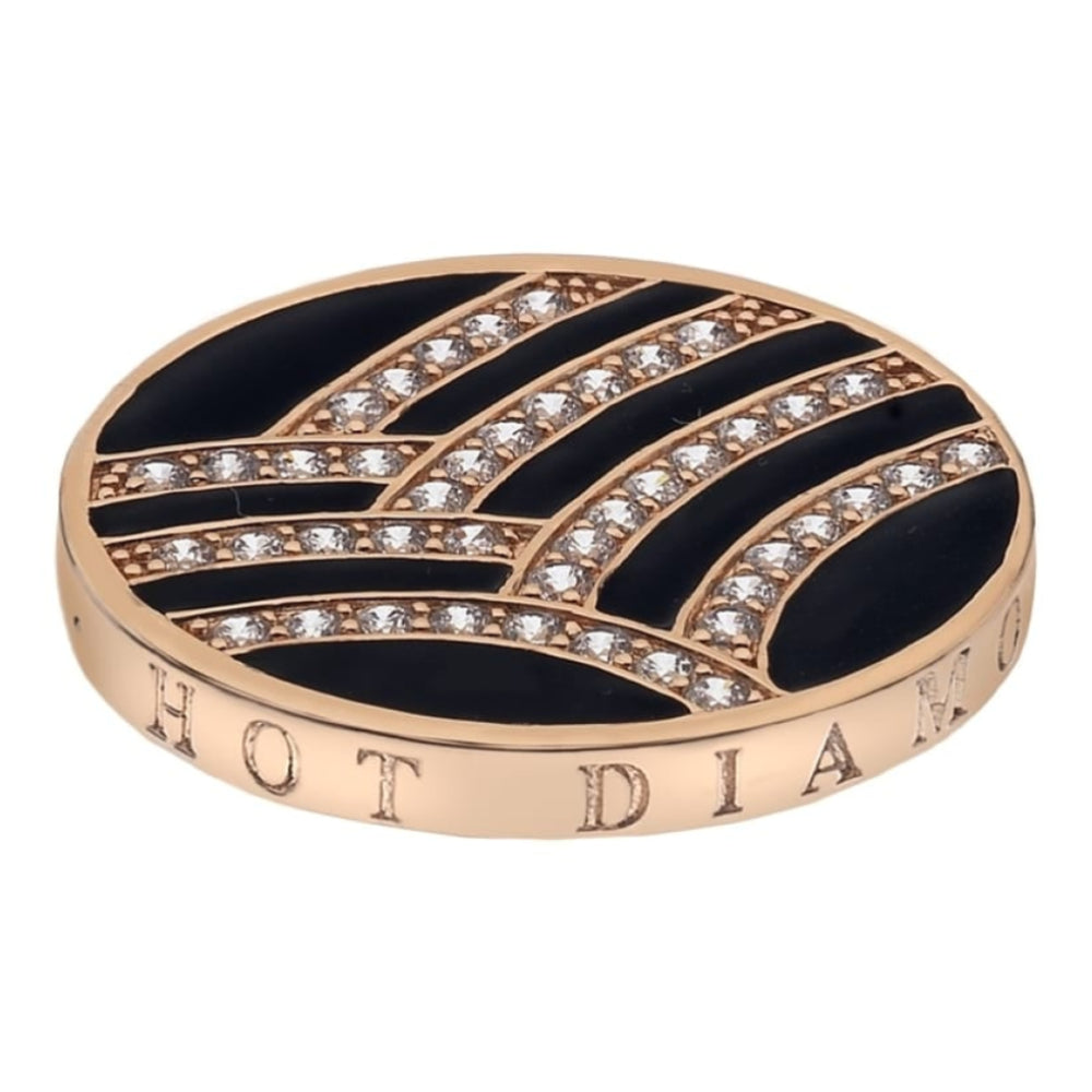 Art Deco Curve Rose Gold Plate Coin - 25mm