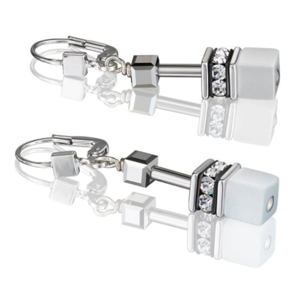 White & Silver Pierced Earring