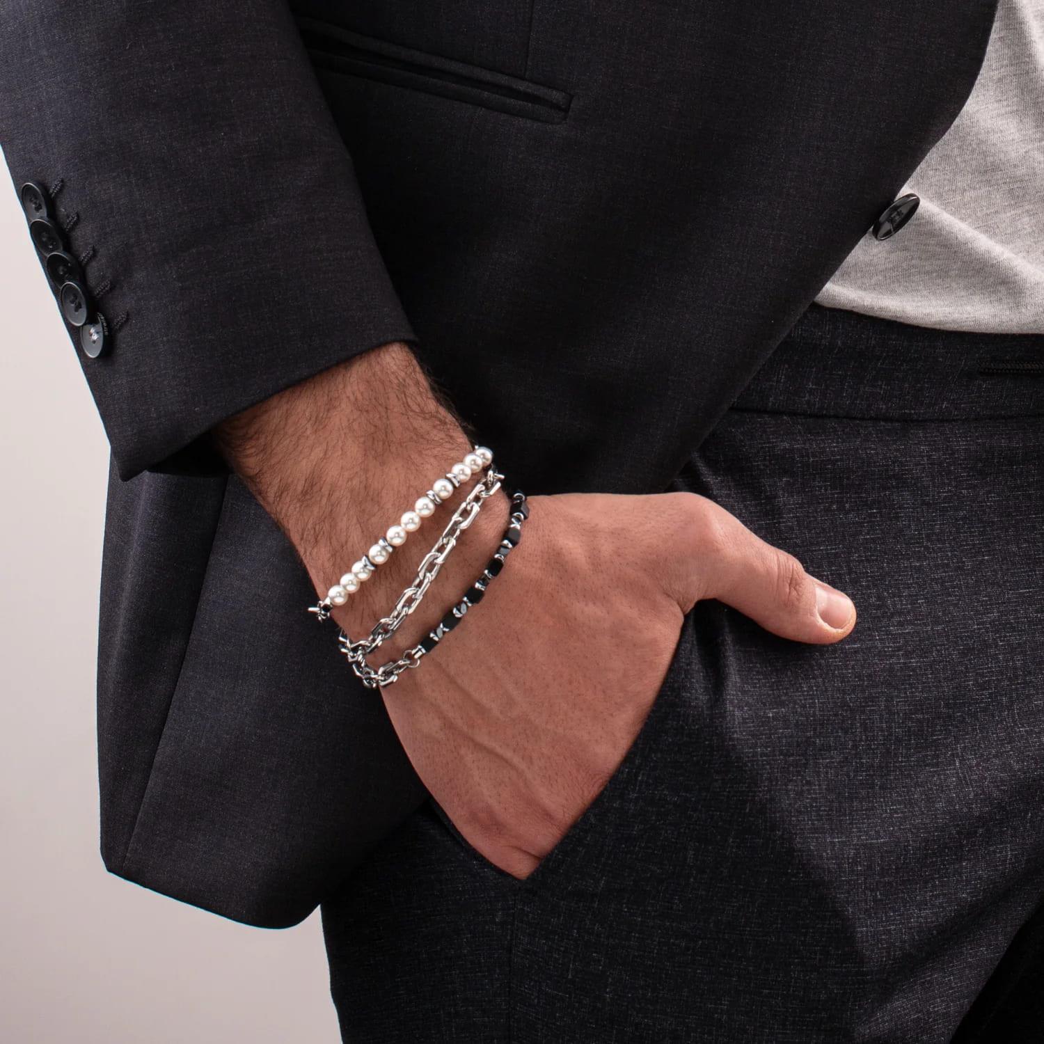 Pearls Fusion Link Chain White Bracelet