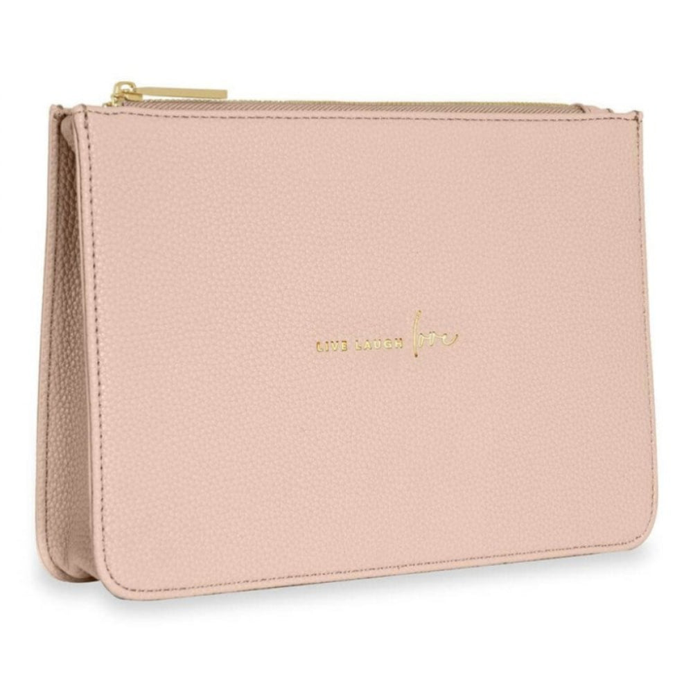 Stylish Structured Pouch | Live Laugh Love | Nude Pink | 16 X 24 X 5 Cm