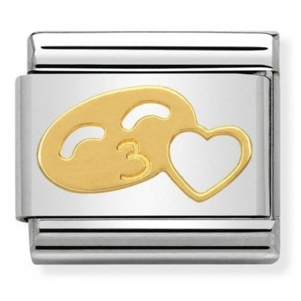 Classic Kiss With Heart In Stainless Steel & 18k Gold Charm