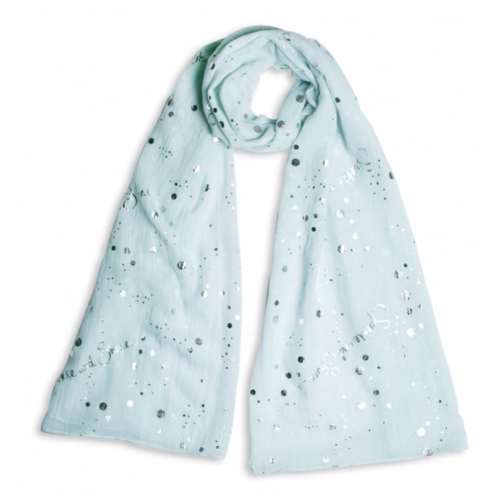 Sentiment Scarf - Sparkle And Shine - Mint Green/ Silver Foil Print