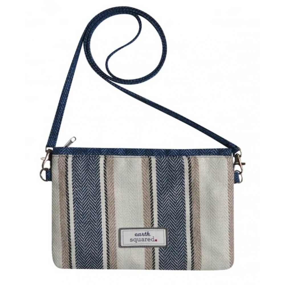 Blue Herringbone Stripe Sling Bag