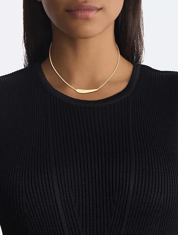 Gold Plated Curved Shape Pendant Necklace