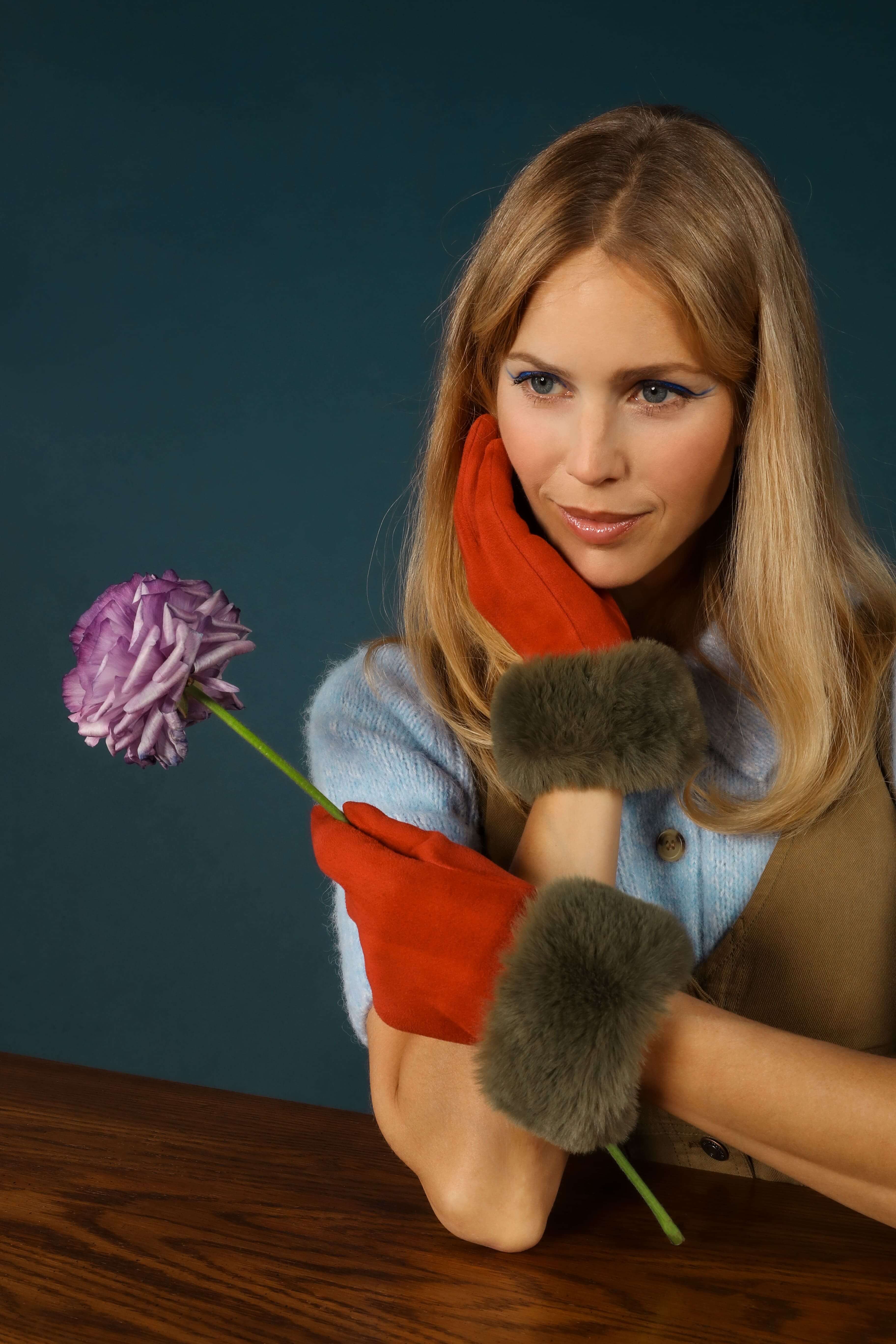 Bettina Gloves - Rust/Grey