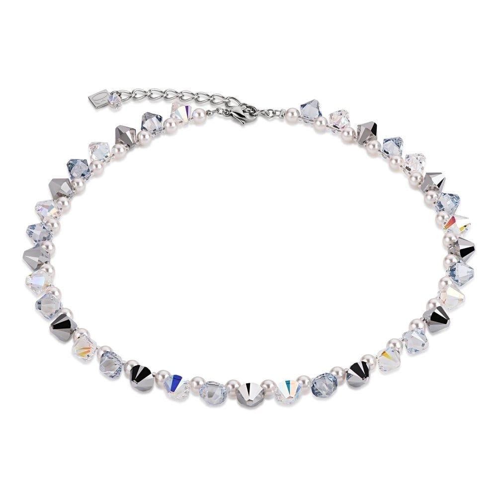 Silver Crystals & Pearls Necklace