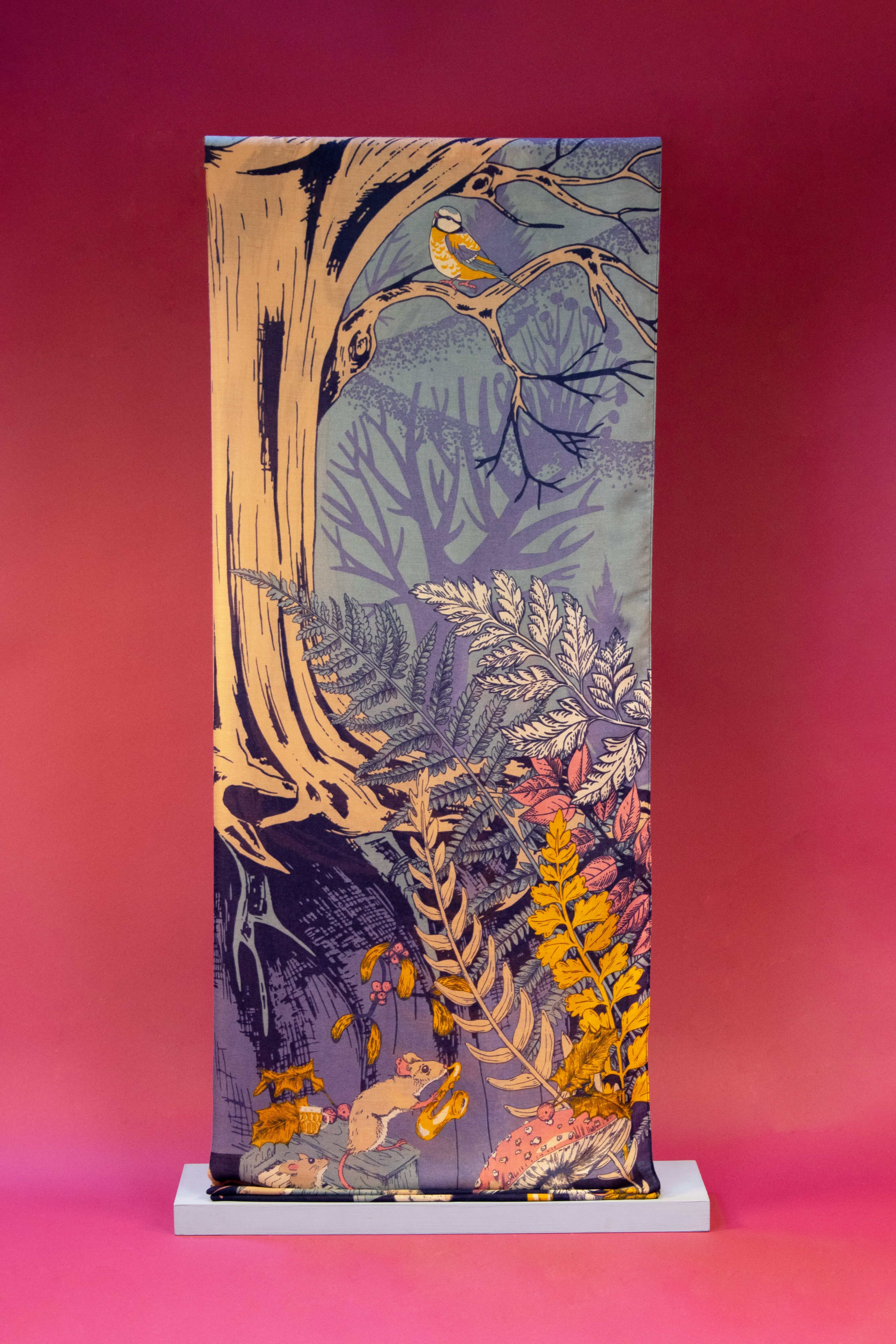 Jazz Mice Print Scarf- Blue/Pink