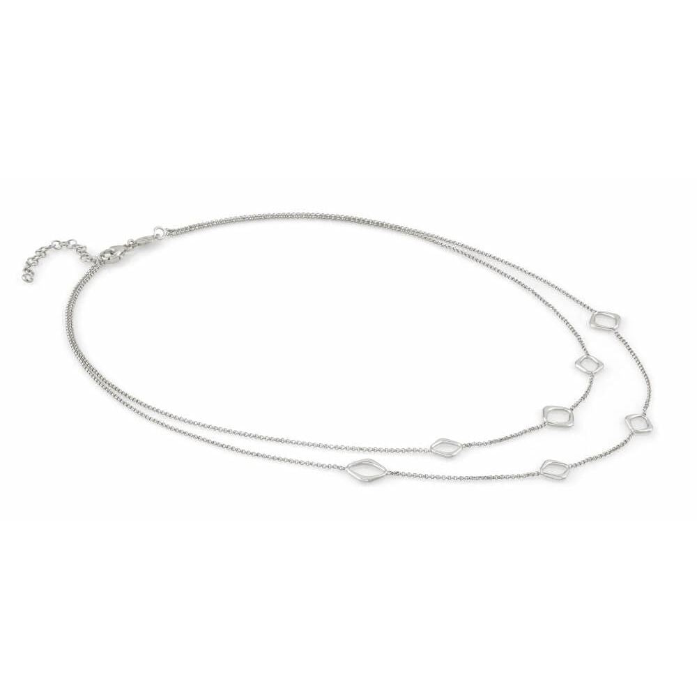 Sterling Silver Double Chain Rhombus Necklace