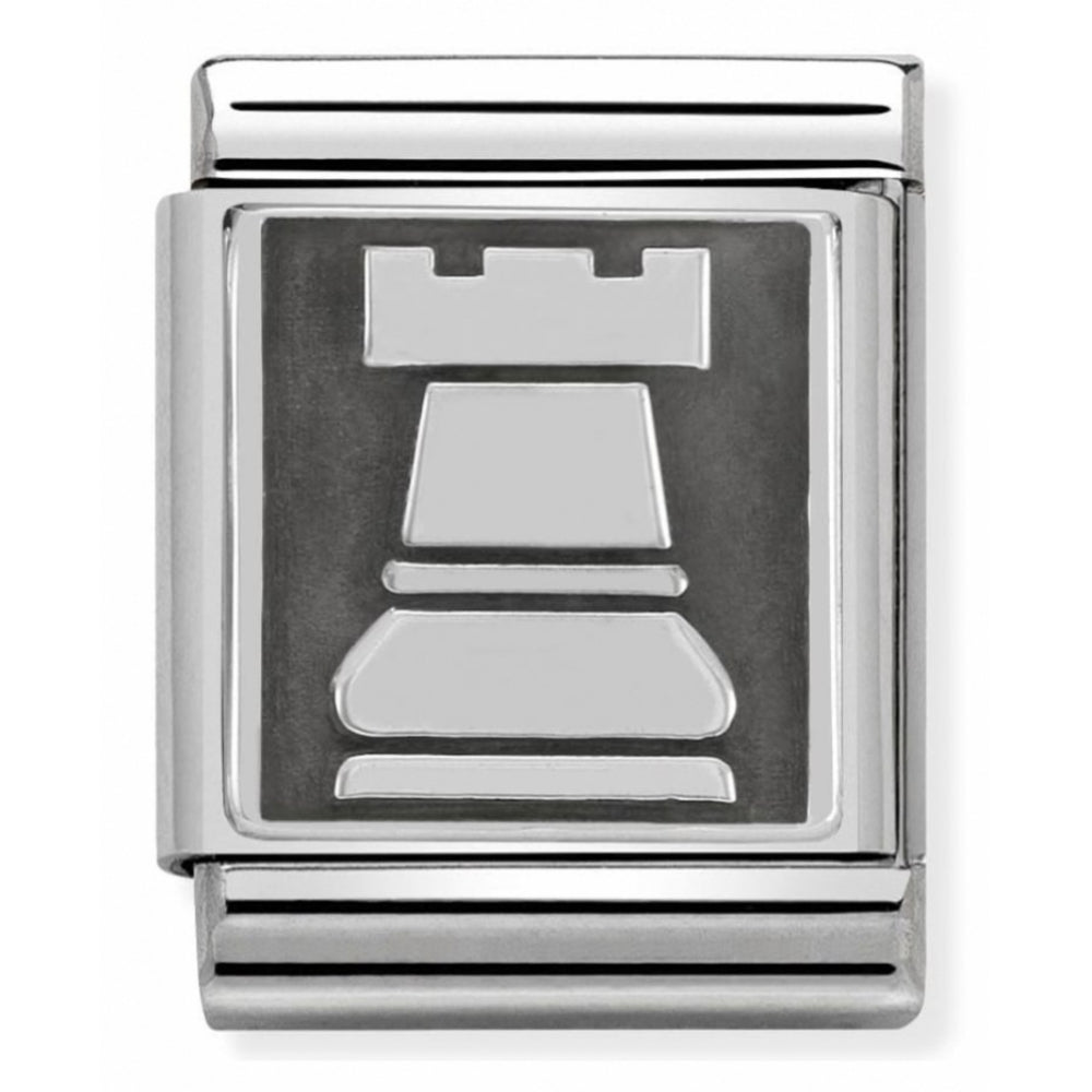 Composable Tower Symbol Oxidized Stainless Steel And Sterling Silver Big Charm