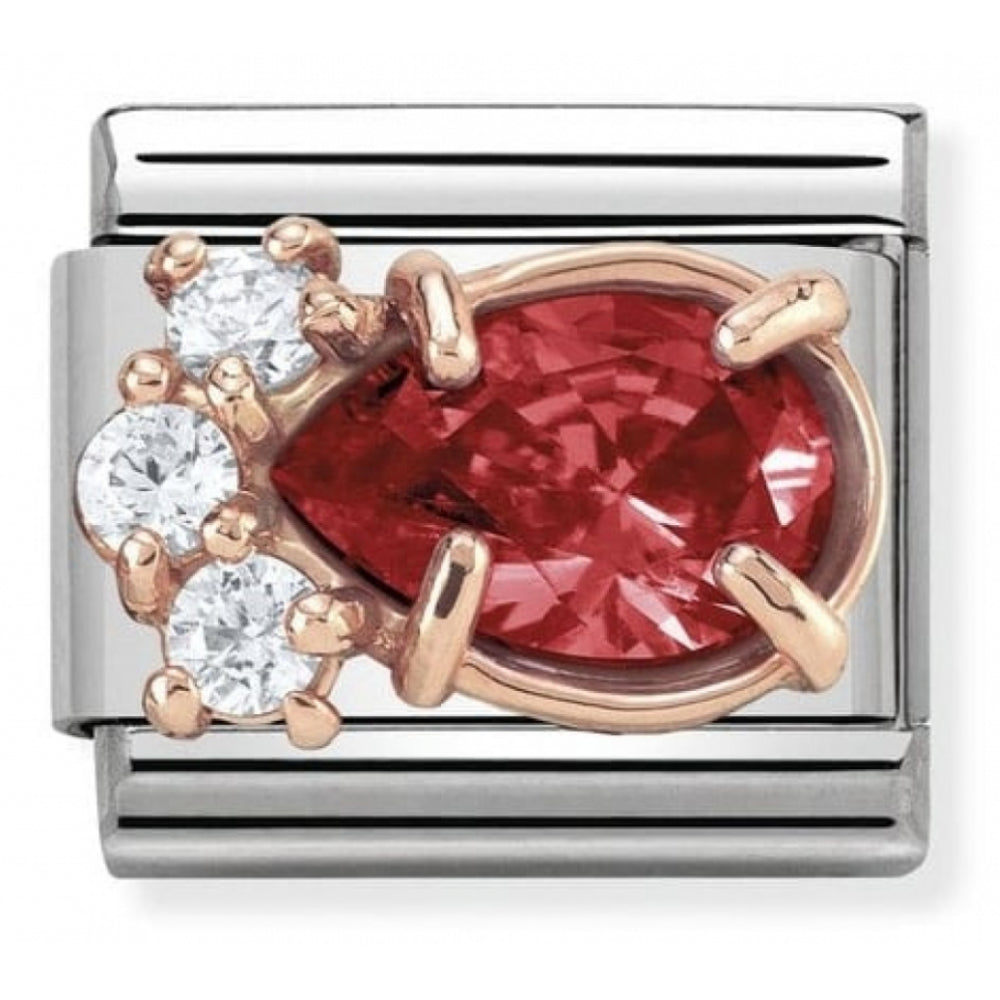Classic Red Drop In Stainless Steel, CZ & 9k Rose Gold