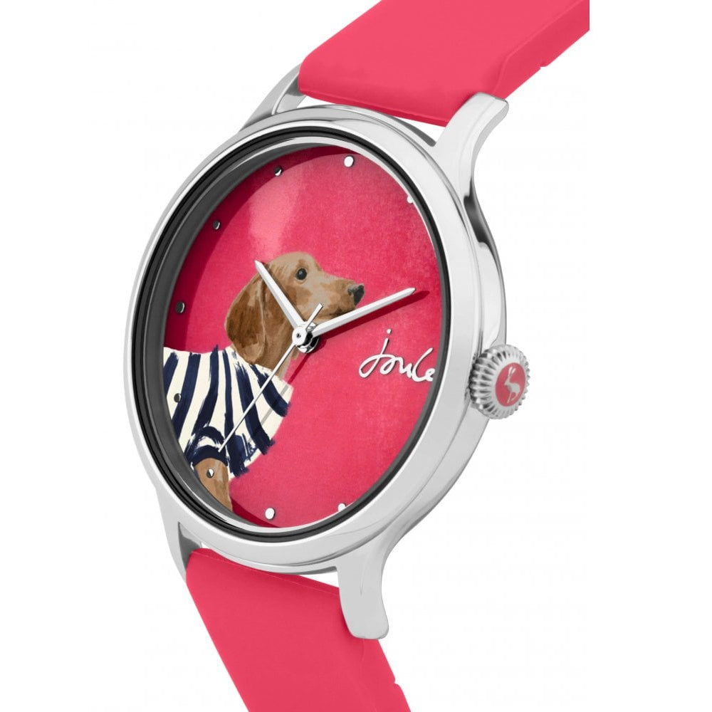 Pink Silicone Strap Pink Dial With Dog Graphic Ladies Watch