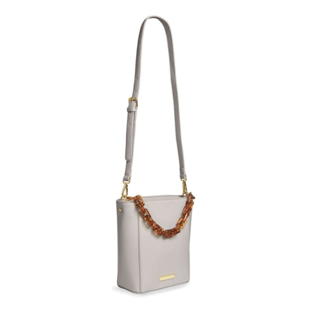 AYLA TORTOISESHELL STRAP BAG - Pale Grey - 22x18x9cm
