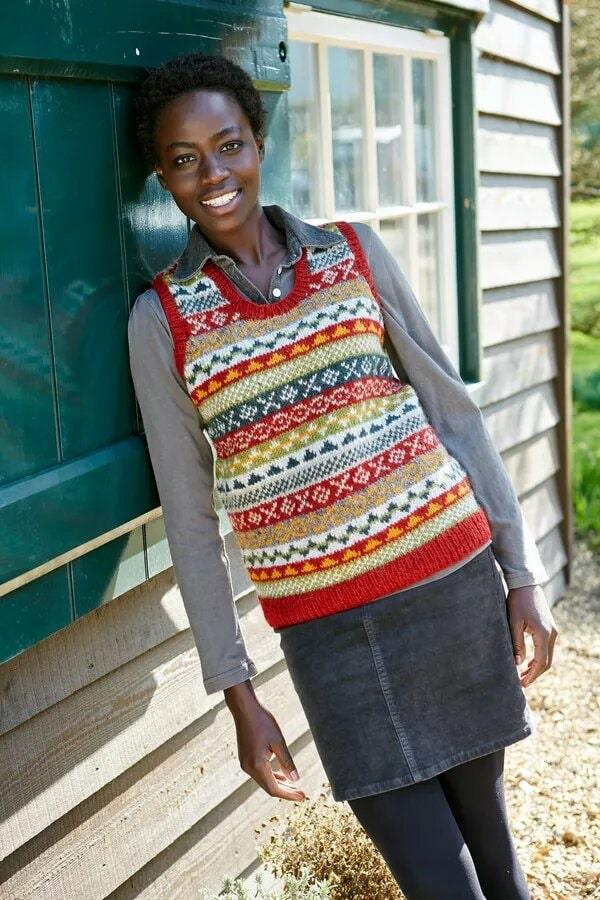 Classic Fairisle Tank Top Rust