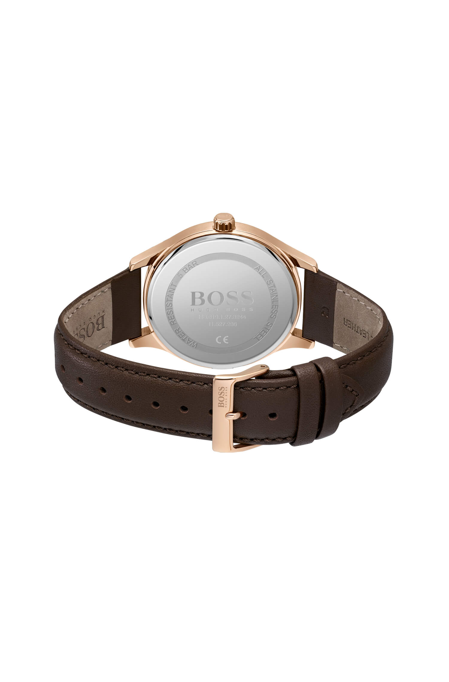 Elite Gold Grey Dial With Brown Leather Strap Gents Watch