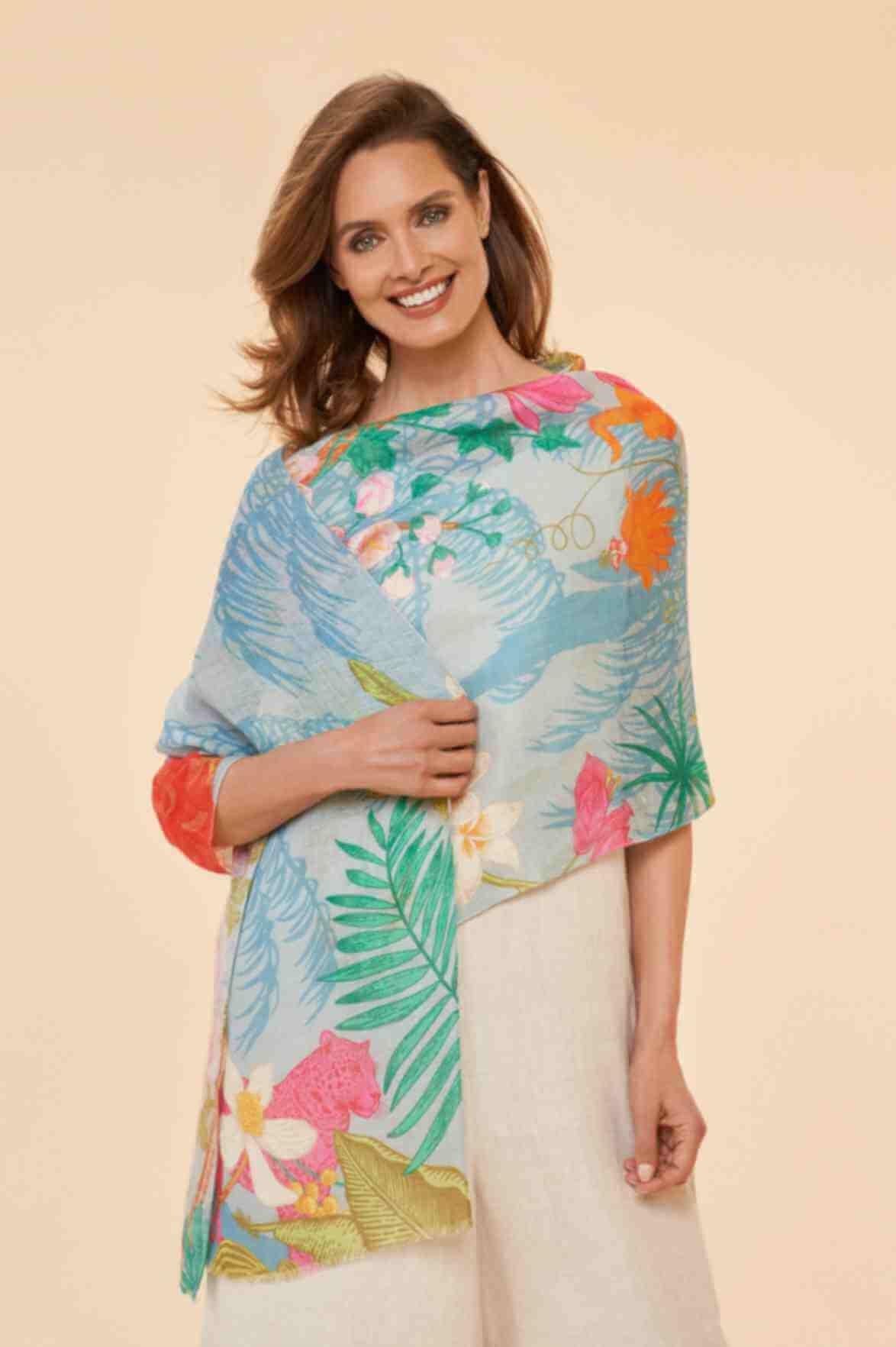 Tropical Flora and Fauna - Lavender Linen Scarf