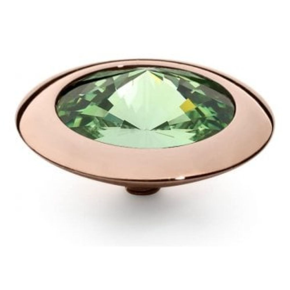 Famosa Rose Gold 16mm Tondo Ring Top Peridot