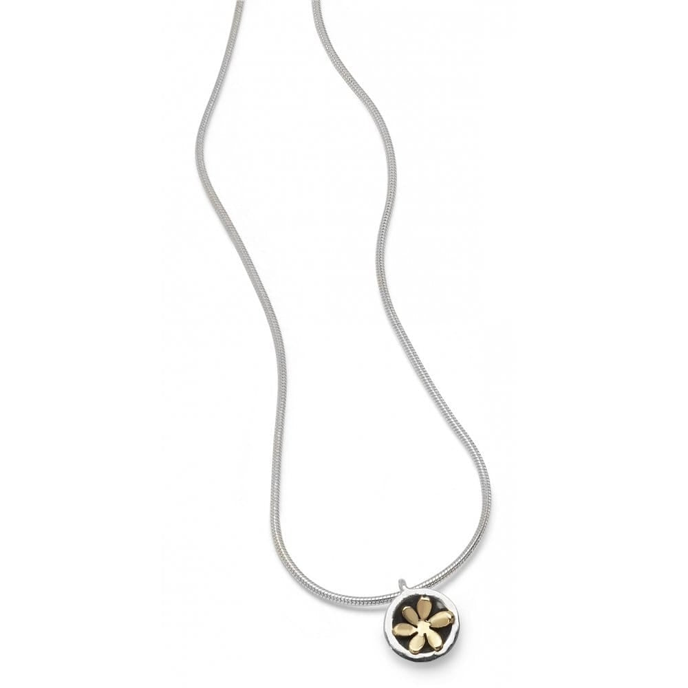 Circle Of Flowers Sterling Silver & 9ct Yellow Gold Pendant Necklace