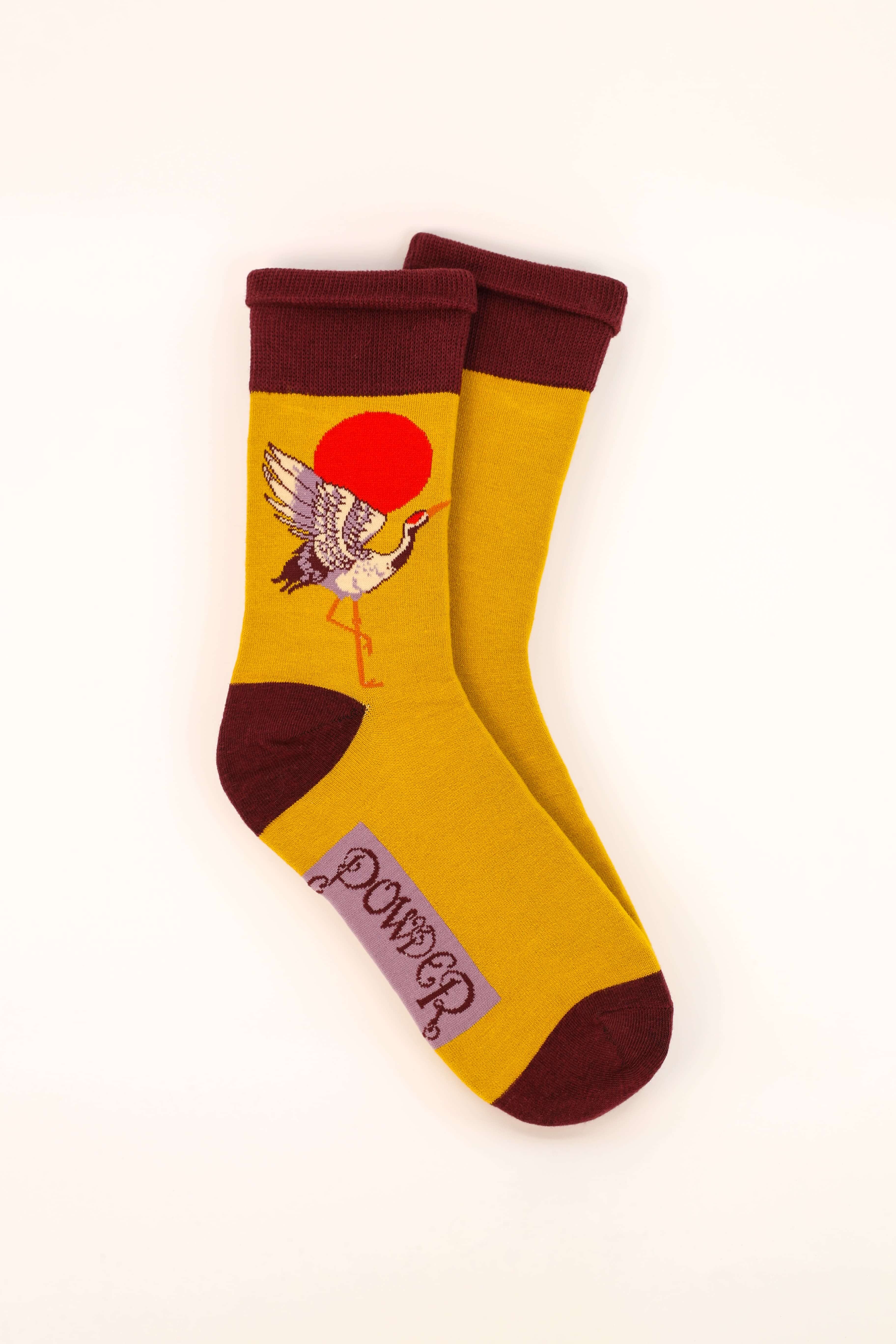 Men's Crane at Sunrise Socks - Mustard