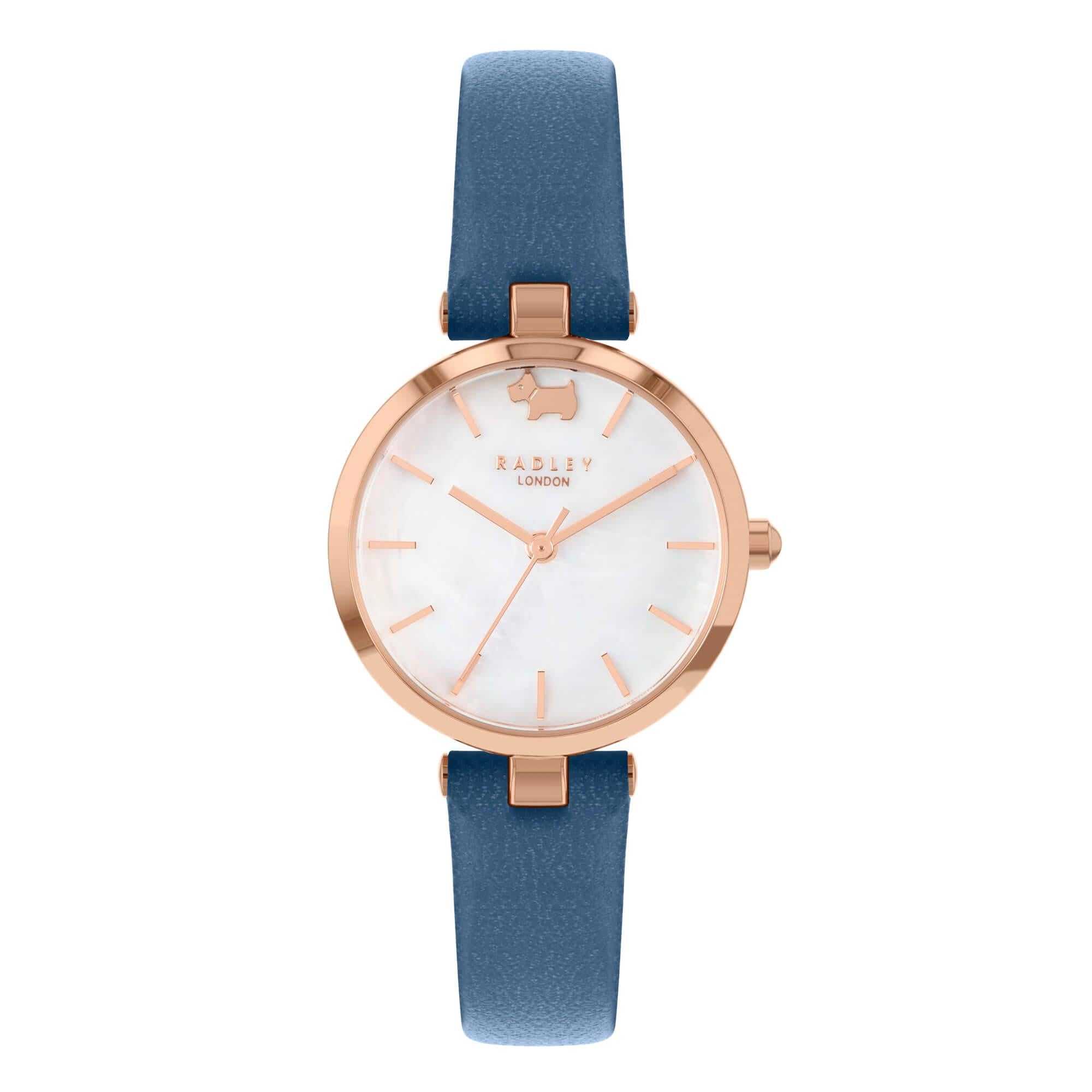 Ladies RG Plated Denim Blue T-Bar Strap Watch