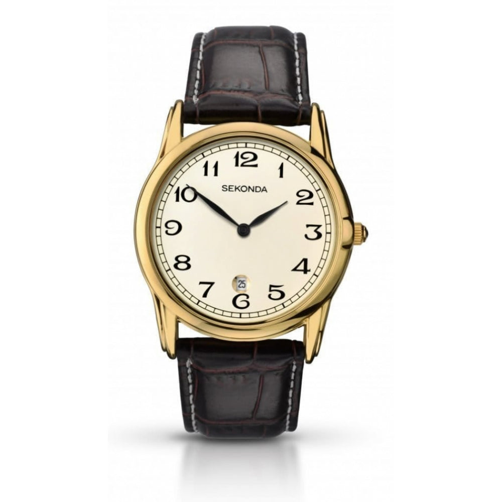 Brown Croco Leather Date Display Watch