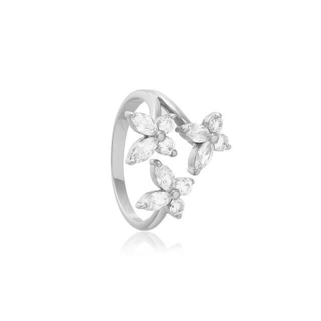 Sparkle Butterfly Marquise Statement Ring Silver
